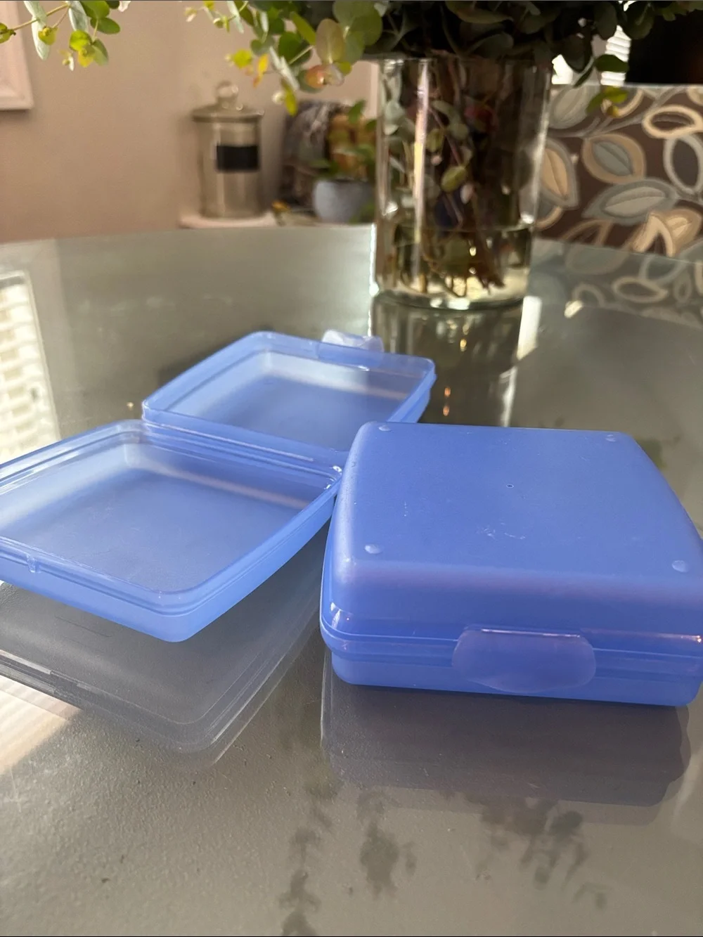 Tupperware Blue Plastic Sandwich Food Container-set of 2